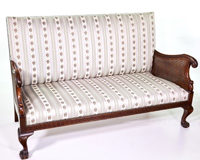 Lot 347 - Edwardian mahogany framed double cane sofa