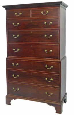 Lot 394 - George III mahogany chest on chest