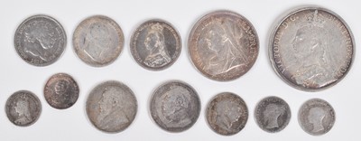Lot 37 - Selection of silver mainly British historical coinage to include Queen Victoria, Crown, 1889.