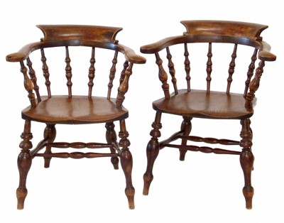 Lot 337 - A pair of late 19th-century oak and elm club chairs