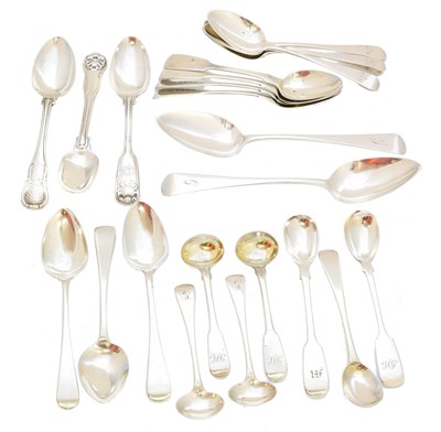 Lot 130 - A large selection of George III and later spoons