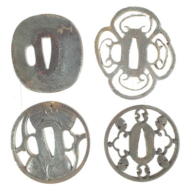 Lot 415 - Four Japanese iron tsuba