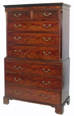 Lot 391 - George III figured mahogany chest on chest