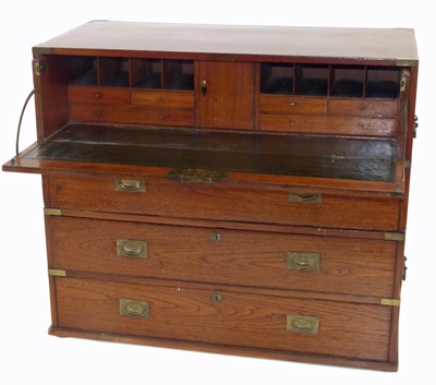 Lot 392 - Anglo Indian hardwood campaign chest