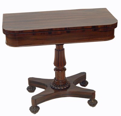 Lot 362 - Victorian rosewood veneered fold-over card table