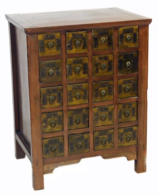 Lot 322 - 20th-century Chinese stained pine apothecary cabinet