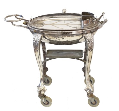 Lot 137 - A silver plated hot meat trolley, attributed to Elkington