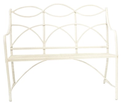 Lot 430 - A Regency white painted wrought iron garden seat