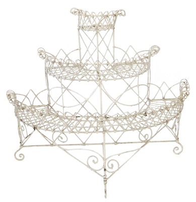 Lot 422 - Victorian white painted wirework garden room plant stand