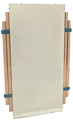 Lot 216 - Amber tinted rectangular bevelled wall mirror