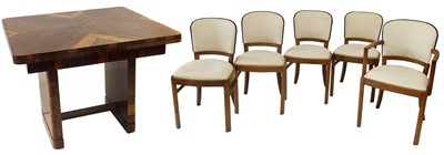 Lot 211 - Walnut dining table and five chairs