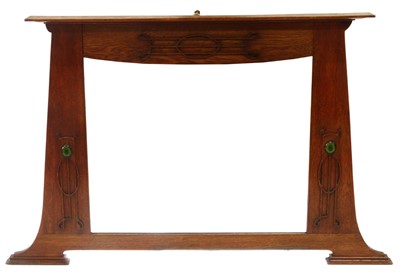 Lot 220 - Arts & Crafts design oak framed overmantel mirror