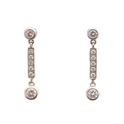 Lot 44 - A pair of 18ct gold diamond earrings