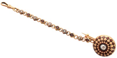 Lot 66 - A late 19th century enamel and diamond watch chain or Léontine