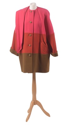 Lot 44 - A tri-colour wool coat by Caroline Charles