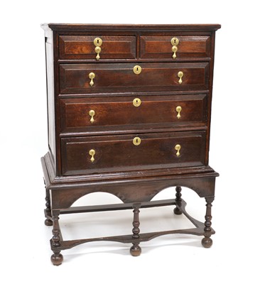Lot 435 - 18th-century oak chest on stand