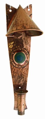 Lot 195 - Hammered copper Arts & Crafts design wall lamp