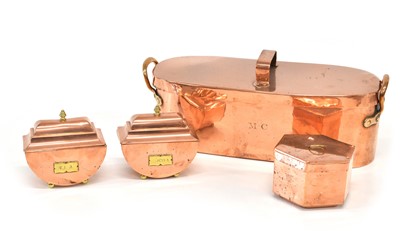 Lot 356 - Victorian copper jelly mould and others
