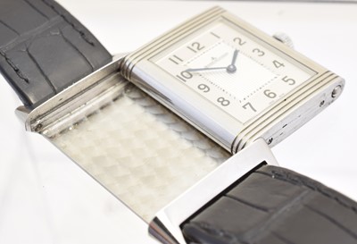 Lot 271 - A Jaeger-LeCoultre Grande Reverso Ultra Thin stainless steel manual wind wristwatch