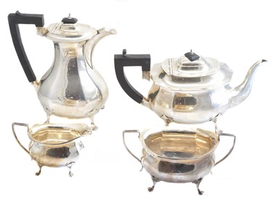 Lot 223 - A George V silver four piece teaset