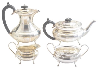 Lot 201 - A George VI silver four piece tea set