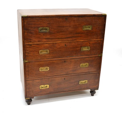 Lot 438 - Late 19th-century hardwood military chest