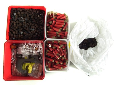 Lot 193 - Collection of 28 bore cartridges and cartridge making tool and components