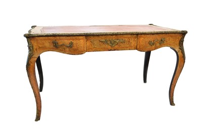 Lot 401 - Mid 19th Century French walnut veneered bureau plat