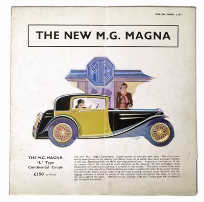 Lot 63 - The New MG Magna 'L' Type sales brochure continental coupe.