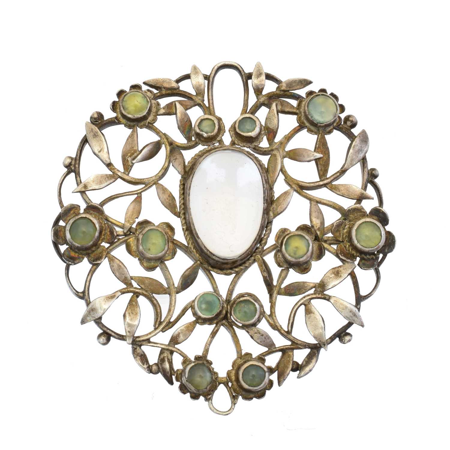 Lot 95 - An Arts & Crafts moonstone pendant attributed to Arthur & Georgie Gaskin