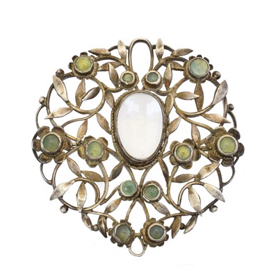 Lot 95 - An Arts & Crafts moonstone pendant attributed to Arthur & Georgie Gaskin