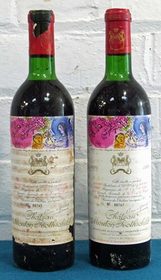 Lot 5 - 2 Bottles Chateau Mouton Rothschild Premier Grand Cru Classe Pauillac 1970