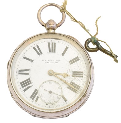 Lot 79 - A silver open face pocket watch by Dan Mullarky, Bradford