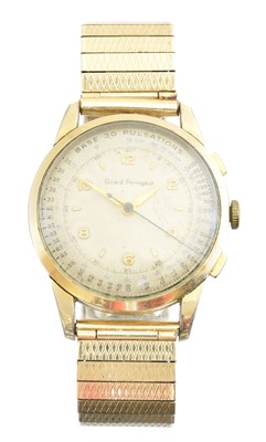 Lot 268 - A Girard-Perregaux gold plated chronograph manual wind wristwatch