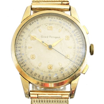 Lot 268 - A Girard-Perregaux gold plated chronograph manual wind wristwatch