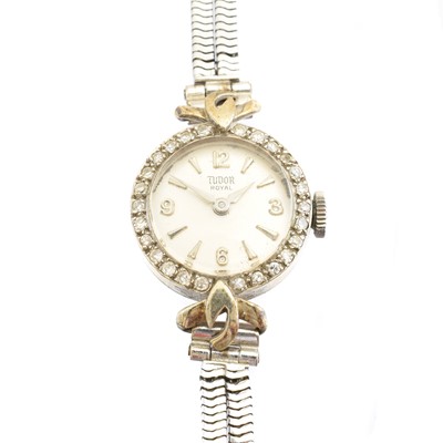 Lot 285 - A 9ct gold Tudor Royal diamond cocktail watch