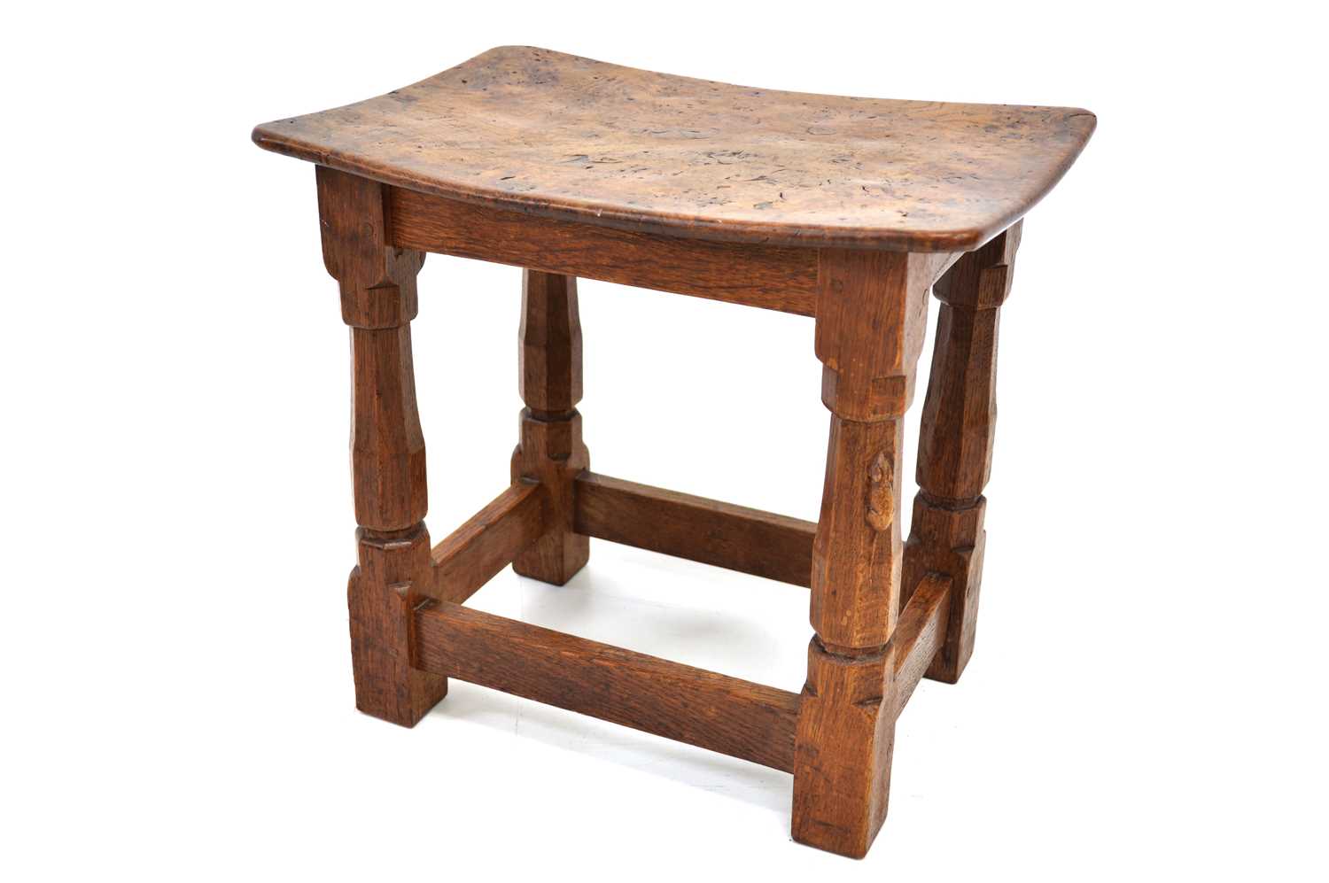 Lot 258 - A Robert Thompson of Kilburn "Mouseman" Burr Oak Stool