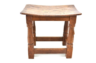 Lot 258 - A Robert Thompson of Kilburn "Mouseman" Burr Oak Stool