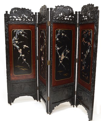 Lot 371 - Late 19th-century Japanese four-leaf room divider