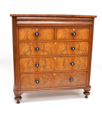 Lot 279 - Victorian figured mahogany chest of drawers