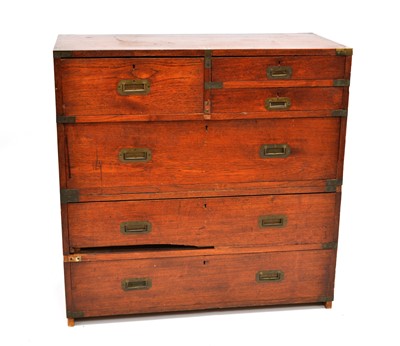 Lot 439 - Early 20th-century hardwood military chest