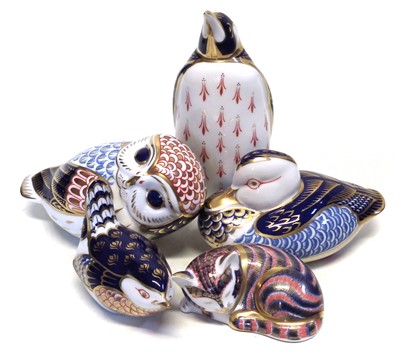 Lot 160 - Five Royal Crown Derby paperweights