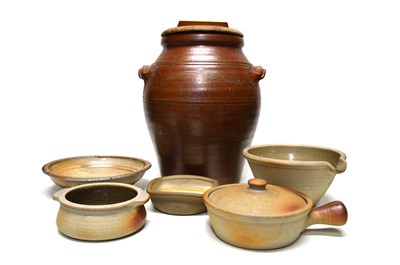 Lot 170 - Large Ceramic Bread Crock with a Collection of Earthenware Pottery