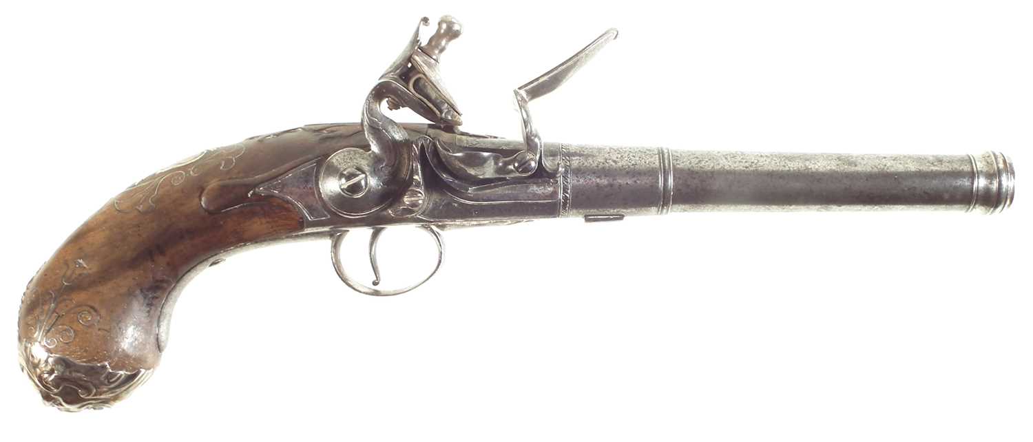 Lot 2 - Flintlock Queen Anne pistol by Walker of London