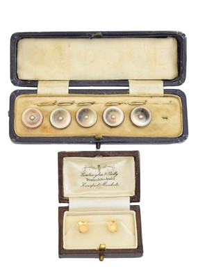 Lot 50 - A cased set of 9ct gold dress studs