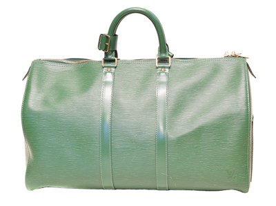 Lot 73 - A Louis Vuitton green Epi Keepall 45 luggage bag