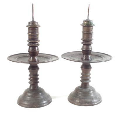 Lot 310 - Pair of Dutch Heemskert candlesticks