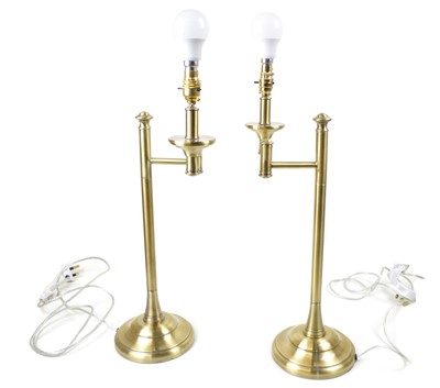 Lot 233 - Pair of Brushed Bronze Finish Table Lamps