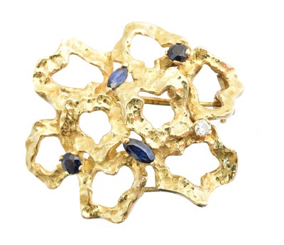 Lot 20 - A 1960s sapphire and diamond brooch