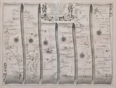 Lot 80 - Ogilby road map from Bristol to Chester and a map of Cheshire by Thomas Kitchin (2).